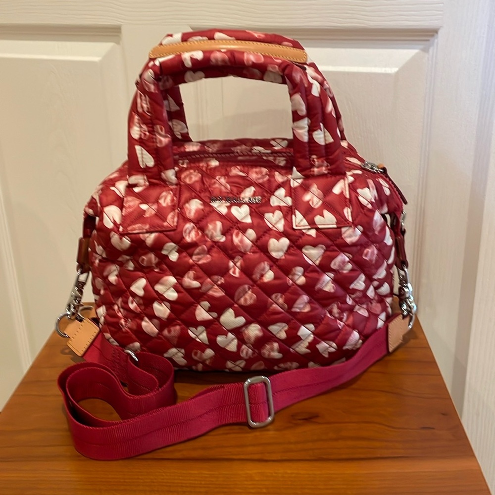 *Limited Edition* MZ Wallace Red Heart-print Small Sutton Satchel